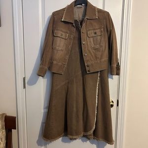 Jeanology size 4 brown denim maxi skirt set